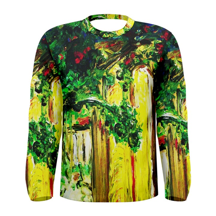 Old Tree And House With An Arch 2 Men s Long Sleeve Tee