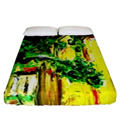 Old Tree And House With An Arch 2 Fitted Sheet (queen Size) by bestdesignintheworld