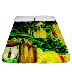 Old Tree And House With An Arch 2 Fitted Sheet (king Size) by bestdesignintheworld