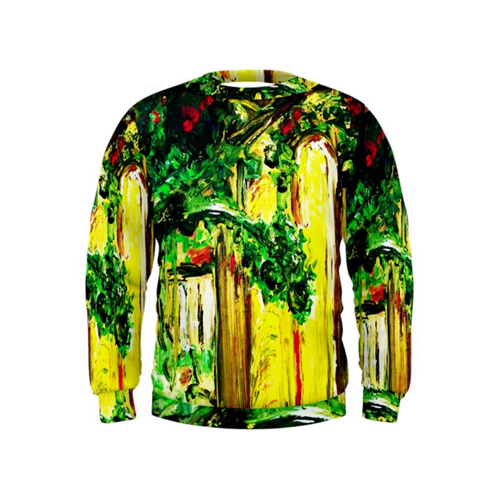 Old Tree And House With An Arch 2 Kids  Sweatshirt