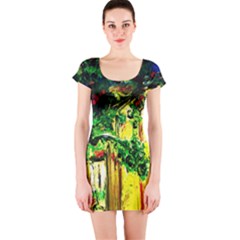 Old Tree And House With An Arch 2 Short Sleeve Bodycon Dress by bestdesignintheworld