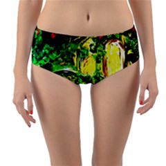 Old Tree And House With An Arch 2 Reversible Mid-waist Bikini Bottoms by bestdesignintheworld