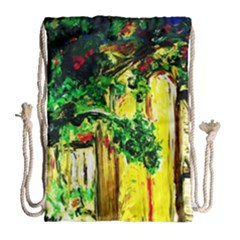 Old Tree And House With An Arch 2 Drawstring Bag (large) by bestdesignintheworld