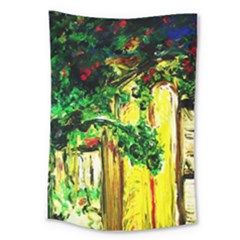 Old Tree And House With An Arch 2 Large Tapestry by bestdesignintheworld