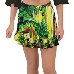 Old Tree And House With An Arch 2 Fishtail Mini Chiffon Skirt