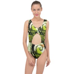 Pagoda Calligraphy 2 Center Cut Out Swimsuit