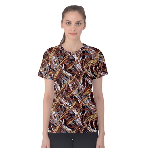 Colorful Wavy Abstract Pattern Women s Cotton Tee by dflcprints