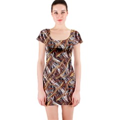 Colorful Wavy Abstract Pattern Short Sleeve Bodycon Dress by dflcprints