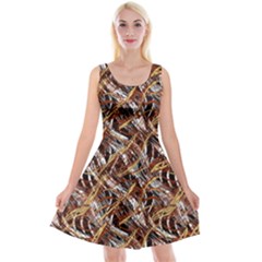 Colorful Wavy Abstract Pattern Reversible Velvet Sleeveless Dress by dflcprints