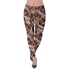 Colorful Wavy Abstract Pattern Velvet Leggings by dflcprints