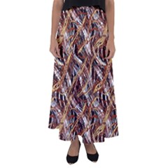 Colorful Wavy Abstract Pattern Flared Maxi Skirt by dflcprints