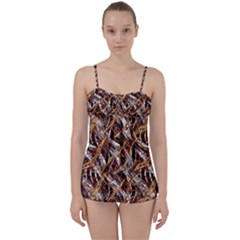 Colorful Wavy Abstract Pattern Babydoll Tankini Set by dflcprints