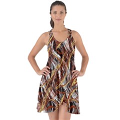 Colorful Wavy Abstract Pattern Show Some Back Chiffon Dress by dflcprints