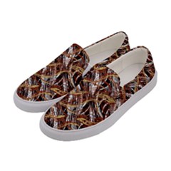 Colorful Wavy Abstract Pattern Women s Canvas Slip Ons by dflcprints