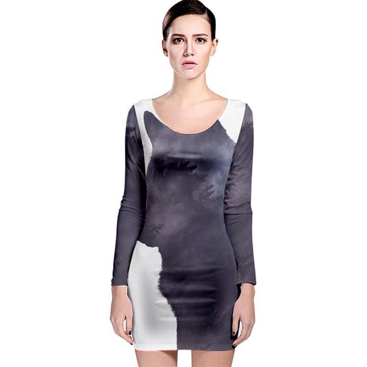 Grey Wolf  Long Sleeve Bodycon Dress