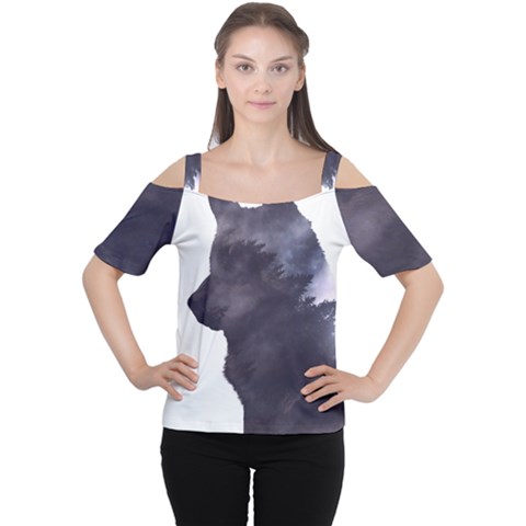 Grey Wolf  Cutout Shoulder Tee by StarvingArtisan