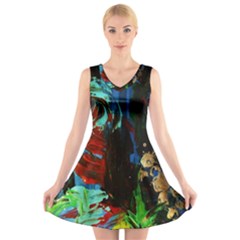 Night At The Foot Of Fudziama 2 V-neck Sleeveless Dress by bestdesignintheworld