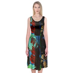 Night At The Foot Of Fudziama 2 Midi Sleeveless Dress by bestdesignintheworld