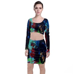 Night At The Foot Of Fudziama 2 Long Sleeve Crop Top & Bodycon Skirt Set by bestdesignintheworld