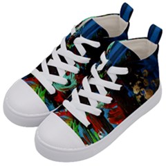 Night At The Foot Of Fudziama 2 Kid s Mid-top Canvas Sneakers by bestdesignintheworld