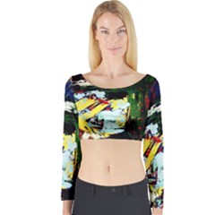 Tumble Weed And Blue Rose 2 Long Sleeve Crop Top