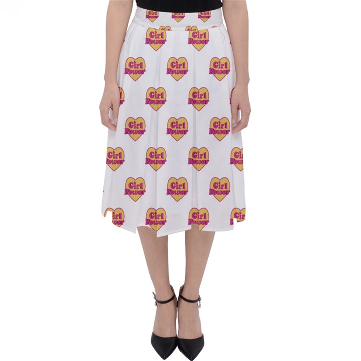 Girl Power Logo Pattern Folding Skater Skirt