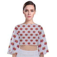 Girl Power Logo Pattern Tie Back Butterfly Sleeve Chiffon Top by dflcprints