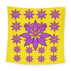 Fantasy Big Flowers In The Happy Jungle Of Love Square Tapestry (large) by pepitasart