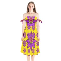 Fantasy Big Flowers In The Happy Jungle Of Love Shoulder Tie Bardot Midi Dress by pepitasart