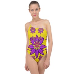 Fantasy Big Flowers In The Happy Jungle Of Love Classic One Shoulder Swimsuit by pepitasart