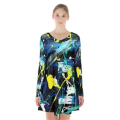 My Brain Reflection 1/2 Long Sleeve Velvet V-neck Dress by bestdesignintheworld