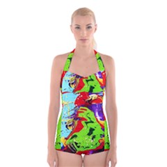 Untitled Island 1 Boyleg Halter Swimsuit  by bestdesignintheworld