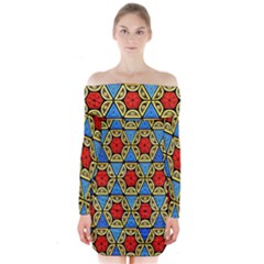  Artwork By Patrick-colorful-43 Long Sleeve Off Shoulder Dress by ArtworkByPatrick