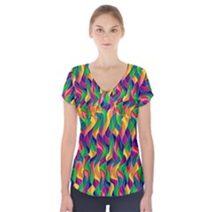 Artwork By Patrick-colorful-44 Short Sleeve Front Detail Top by ArtworkByPatrick