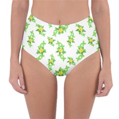 Airy Floral Pattern Reversible High-waist Bikini Bottoms by dflcprints