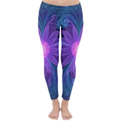 Blown Glass Flower Of An Electricblue Fractal Iris Classic Winter Leggings by jayaprime