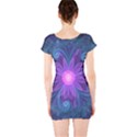 Blown Glass Flower of an ElectricBlue Fractal Iris Short Sleeve Bodycon Dress View2