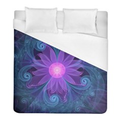 Blown Glass Flower Of An Electricblue Fractal Iris Duvet Cover (full/ Double Size) by jayaprime