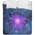 Blown Glass Flower of an ElectricBlue Fractal Iris Duvet Cover Double Side (California King Size) View1