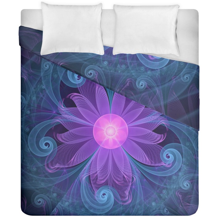 Blown Glass Flower of an ElectricBlue Fractal Iris Duvet Cover Double Side (California King Size)