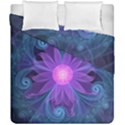 Blown Glass Flower of an ElectricBlue Fractal Iris Duvet Cover Double Side (California King Size) View2