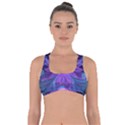 Blown Glass Flower of an ElectricBlue Fractal Iris Got No Strings Sports Bra View1