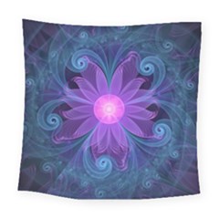 Blown Glass Flower Of An Electricblue Fractal Iris Square Tapestry (large) by jayaprime