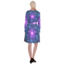 Blown Glass Flower of an ElectricBlue Fractal Iris Long Sleeve Velvet Front Wrap Dress View2