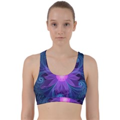 Blown Glass Flower Of An Electricblue Fractal Iris Back Weave Sports Bra by jayaprime