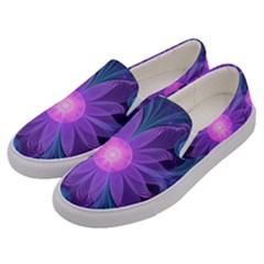 Blown Glass Flower Of An Electricblue Fractal Iris Men s Canvas Slip Ons by jayaprime