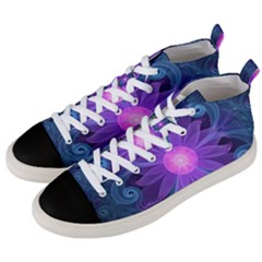 Blown Glass Flower Of An Electricblue Fractal Iris Men s Mid-top Canvas Sneakers by jayaprime