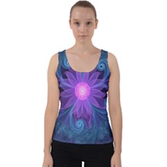 Blown Glass Flower Of An Electricblue Fractal Iris Velvet Tank Top by jayaprime