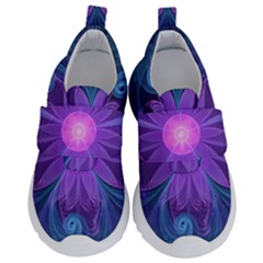 Blown Glass Flower Of An Electricblue Fractal Iris Velcro Strap Shoes by jayaprime