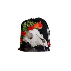 Animal Skull With A Wreath Of Wild Flower Drawstring Pouches (small)  by igorsin